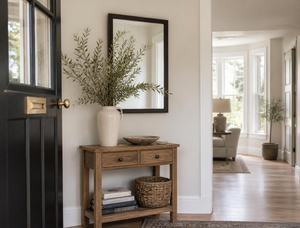 Warm entryway of a New England home